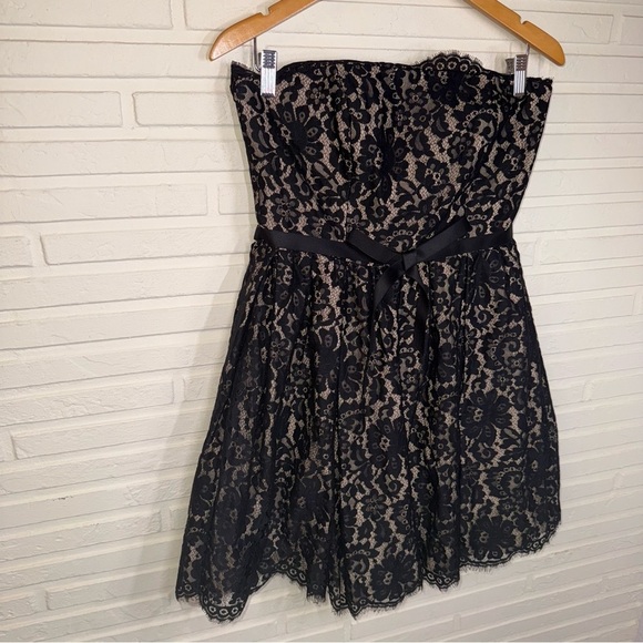 Robert Rodriguez Black and Tan Strapless Lace Floral Dress, Women’s Size 8 - Picture 2 of 9